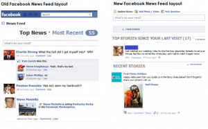 Comparison of Facebook News Feed layouts
